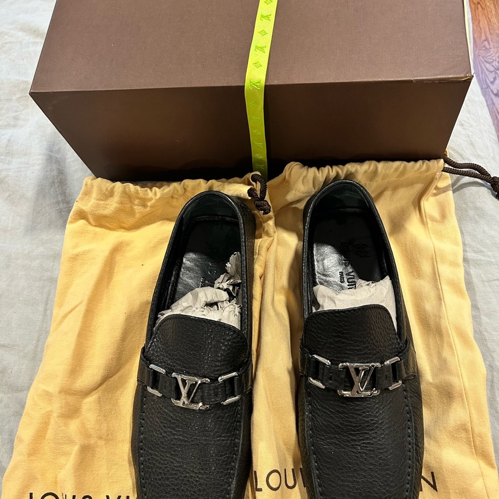 Louis Vuitton Black Loafers with Silver Hardware
